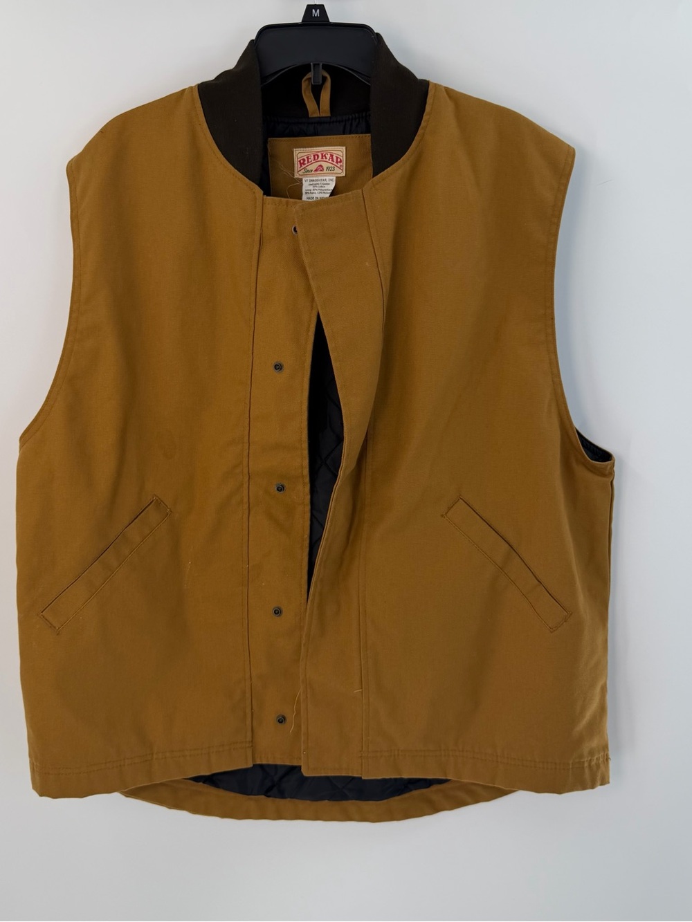 Red Kap Insulated Work Vest Brown Quilted Snap Front Workwear Men’s L